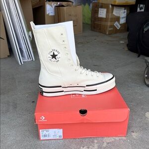 Converse High Top Platform Sneaker in Cream